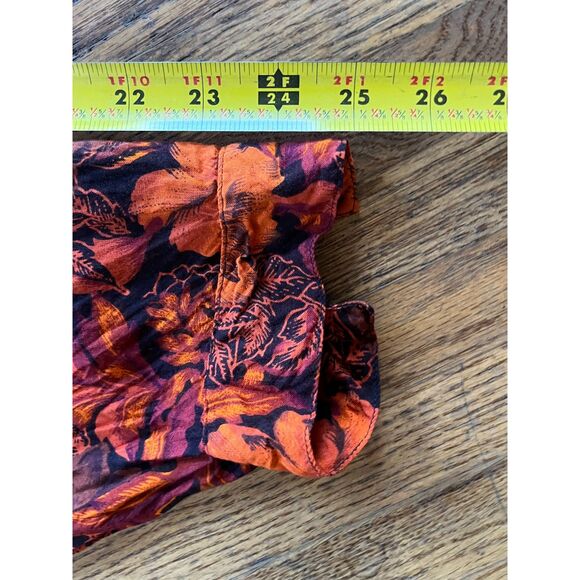 Vintage CAFE Orange Made in Italy Floarl Button Up Shirt Top Mens Size Large - Picture 9 of 9